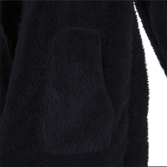 2 Left! Black Hooded Teddy Sweater with Pockets - Picture 7 of 7